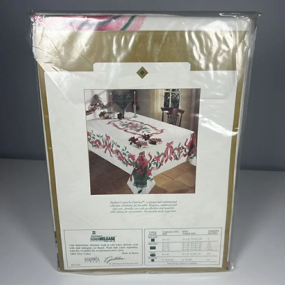 Bardwil Linens Poinsettia Basket Christmas Holiday 70